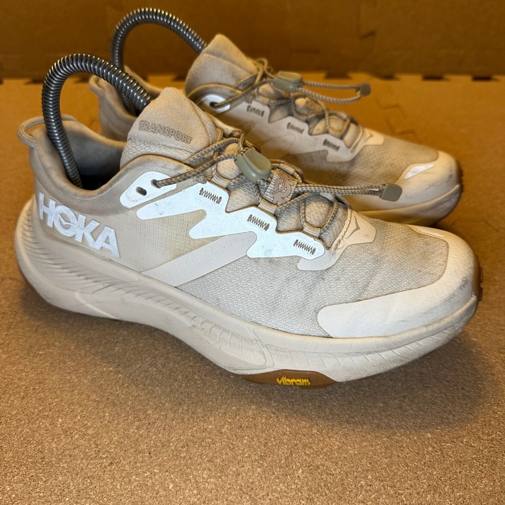 Hoka‎ Transport Sneakers Women 6 Eggshell White Cordura Vibram 1123154 EEGG